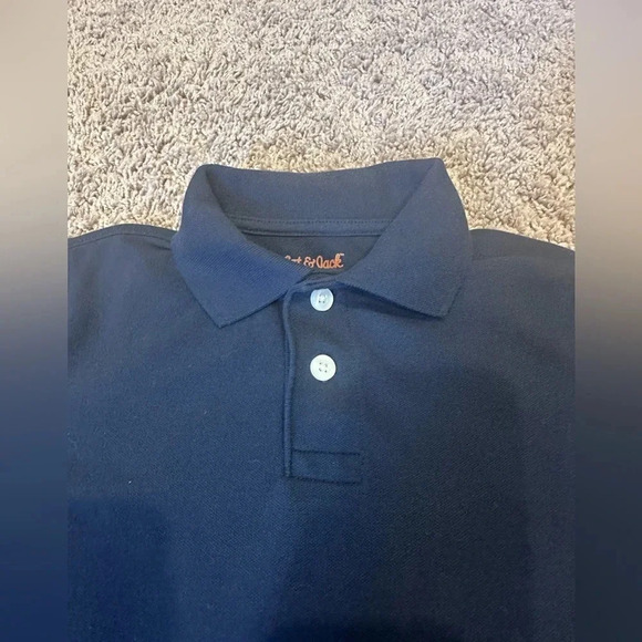 Cat and Jack Dark Navy Blue Collared Short Sleeve Tee Shirt Boys Size 6 - Picture 2 of 5